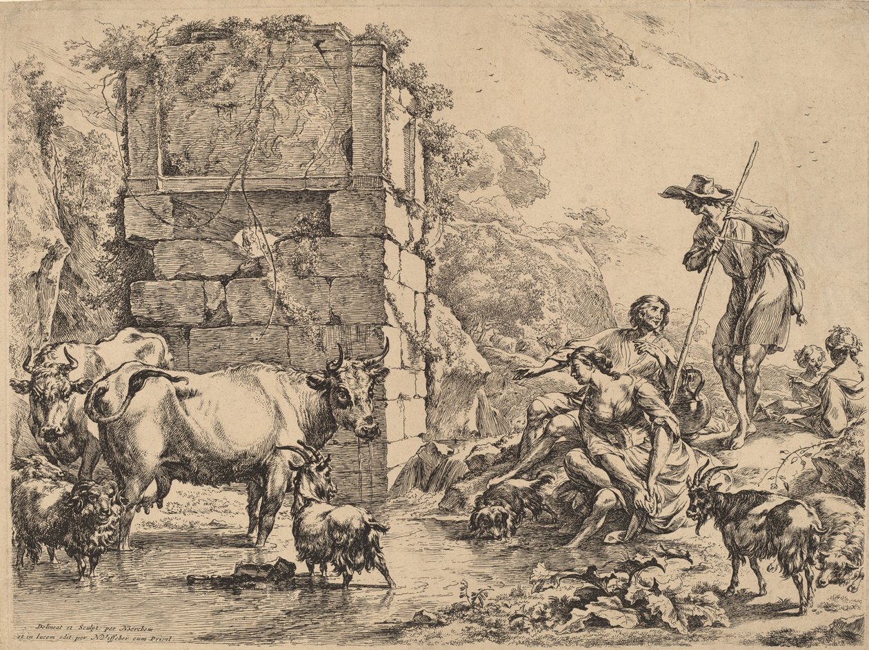 İnek İçiyor, 1680. by Nicolaes Berchem