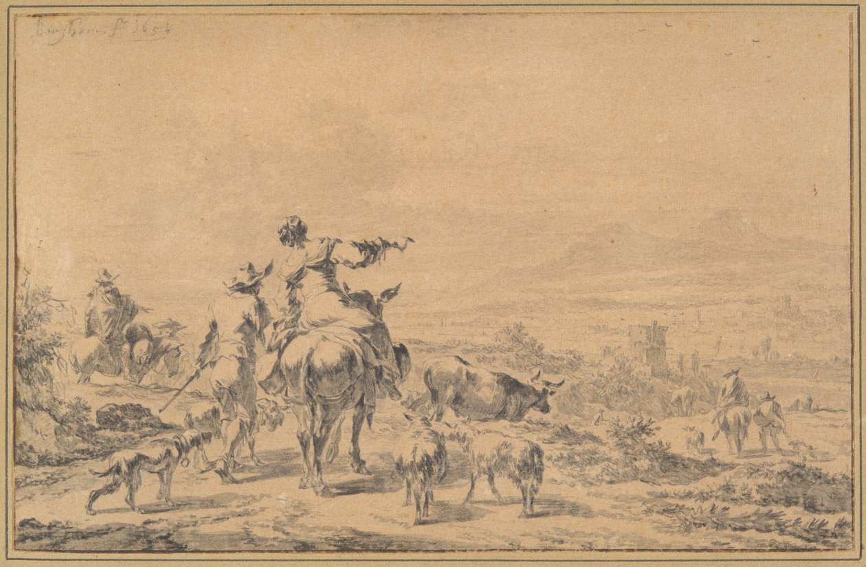 İtalyan Manzarasında Çoban by Nicolaes Berchem