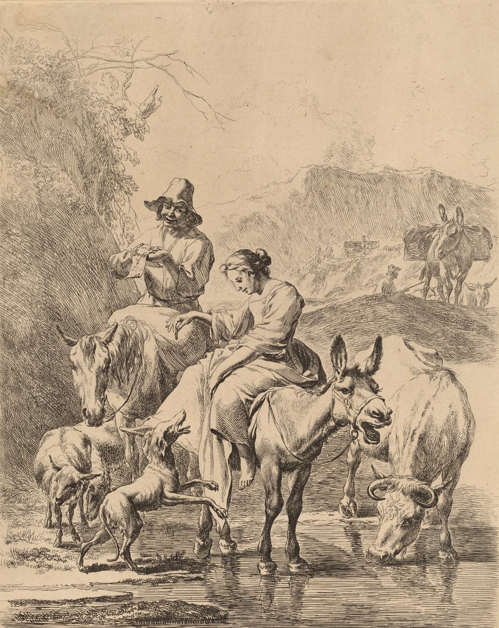 Eşek üzerinde Çoban. by Nicolaes Berchem