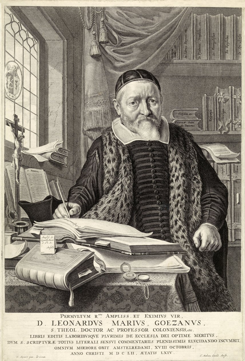 D. Leonardus Marius Goezanus, pub. 1654 (gravür) by Nicolaes Cornelisz (c.1592 1655) Moeyaert