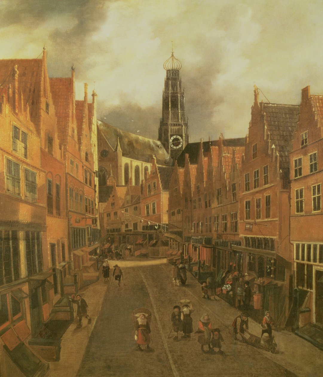 Haarlem'deki 'Grote Houtstraat' (Büyük Ana Cadde) görünümü (tuval üzerine yağlı boya) by Nicolaes Hals