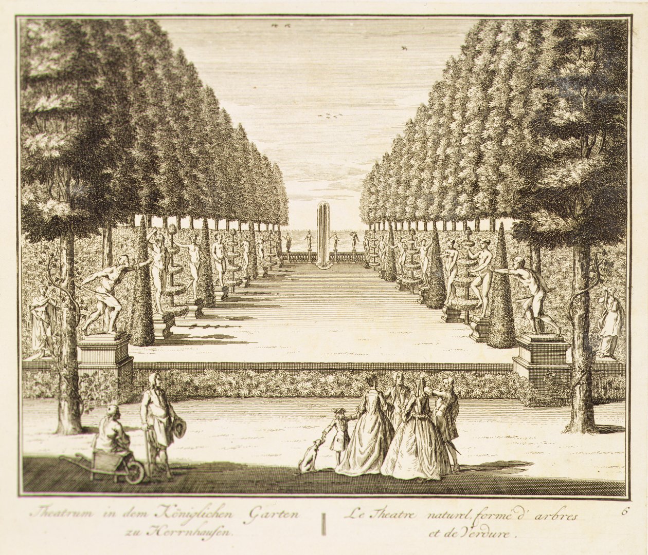 Ağaçların ve çitlerin doğal tiyatrosu (gravür) by Nicolaes Jansz  Visscher