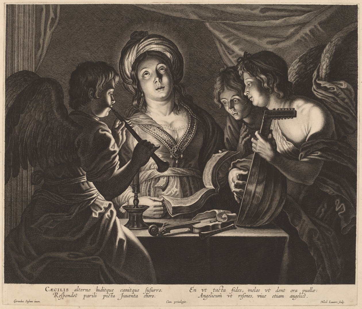 Cennetteki Müzisyenler Eşliğinde Aziz Cecilia by Nicolaes Lauwers after Gerard Seghers