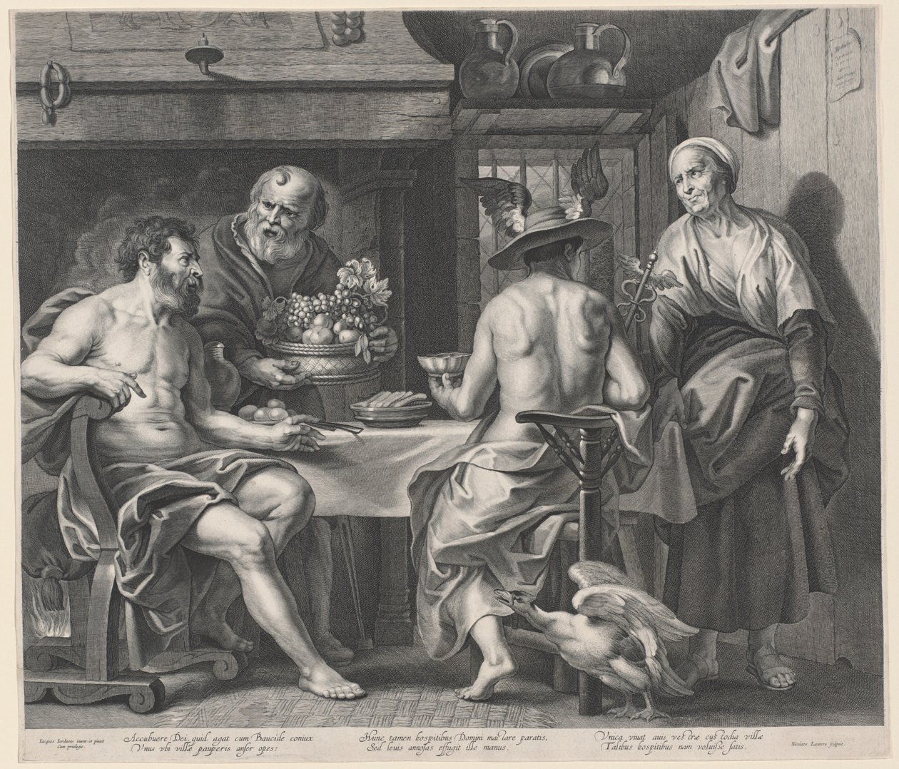 Jüpiter ve Merkür Philemon ve Baucis Tarafından Eğlendi by Nicolaes Lauwers, after Jacob Jordaens