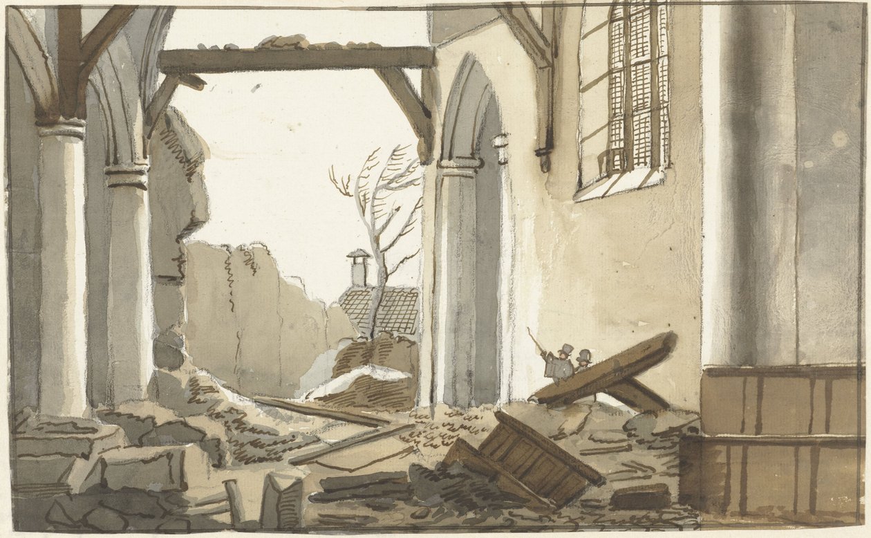 's-Gravenzande'deki kilisenin yıkılan kulesi, 5 Mayıs 1809 by Nicolaes Lodewick Penning