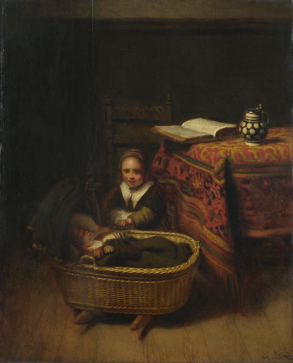 Beşik Sallayan Küçük Kız, c. 1655 by Nicolaes Maes