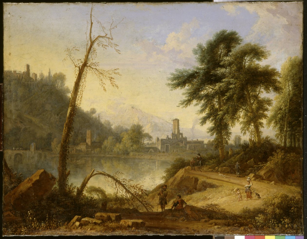 katır sürücüsü ile İtalyan manzara by Nicolaes Piemont