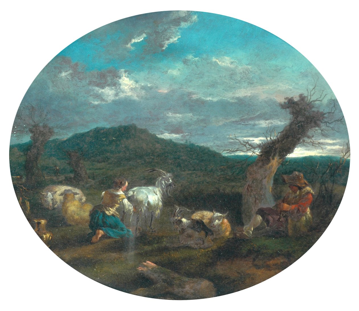Pastoral Sahne (panelde yağ) by Nicolaes Pietersz (attr.to) Berchem