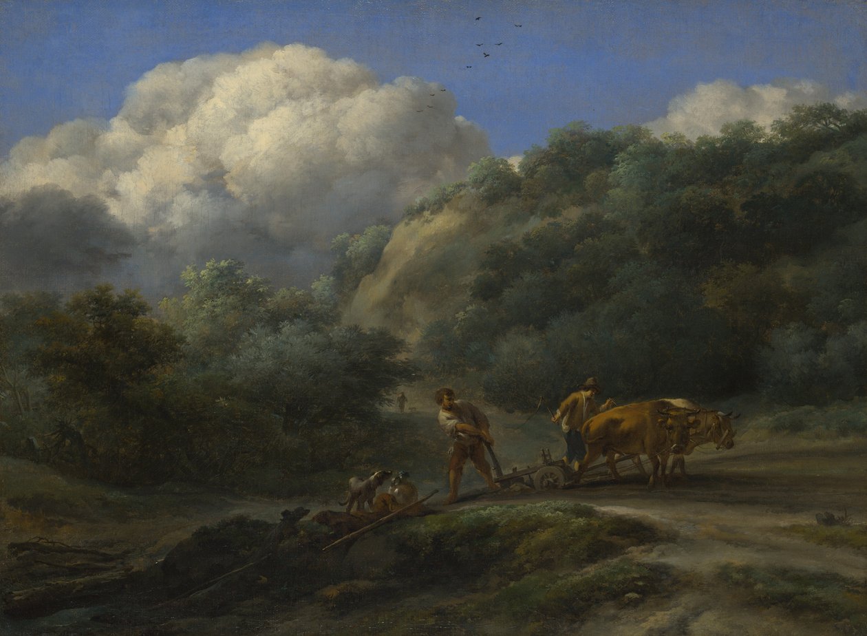 Öküz ile çiftçilik yapan bir adam ve bir genç, c. 1650 by Nicolaes Pietersz. Berchem