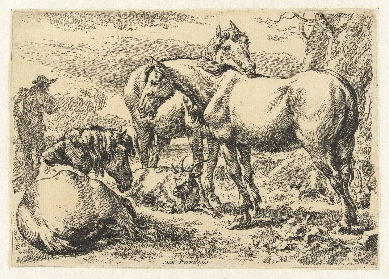 üç at Hayvanlar (dizi adı) by Nicolaes Pietersz Berchem