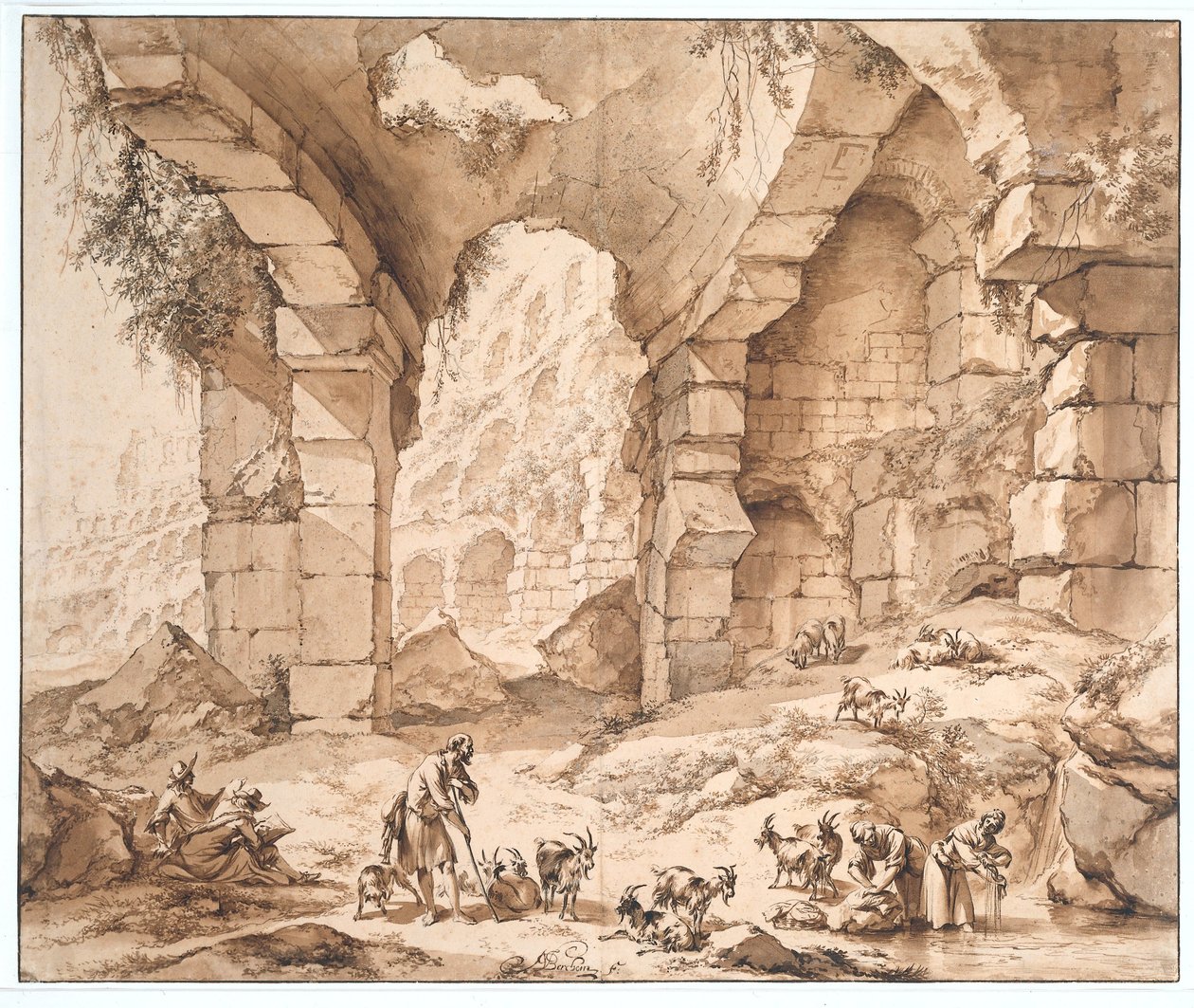 Kolezyum kalıntılarının görünümü by Nicolaes Pietersz Berchem