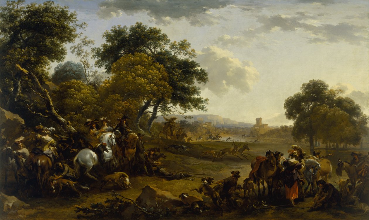 Avcılarla manzara by Nicolaes Pietersz. Berchem