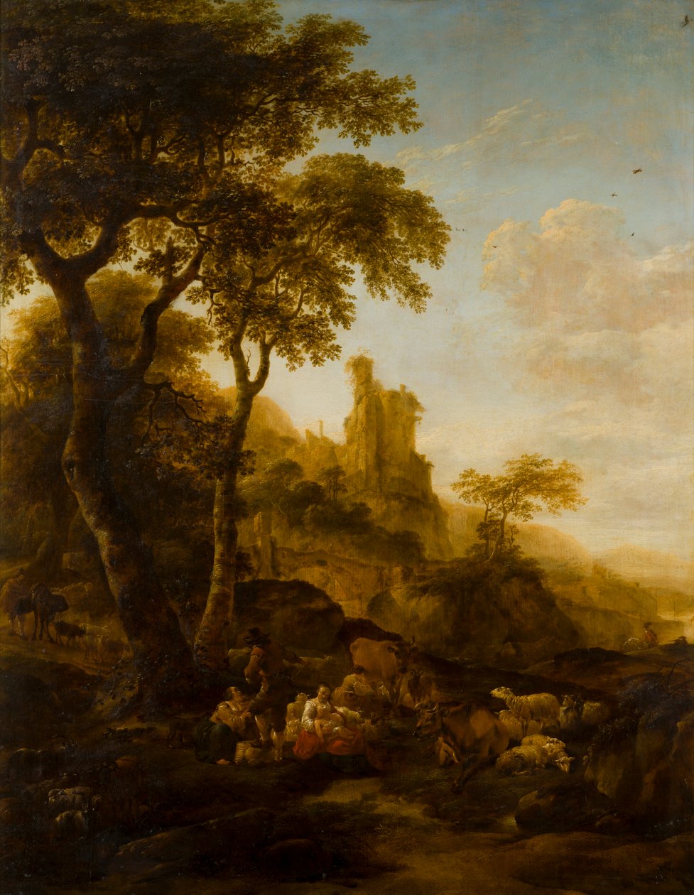 Pastoral Peyzaj, c.1640-83 (panel üzeri yağlı boya) by Nicolaes Pietersz. Berchem