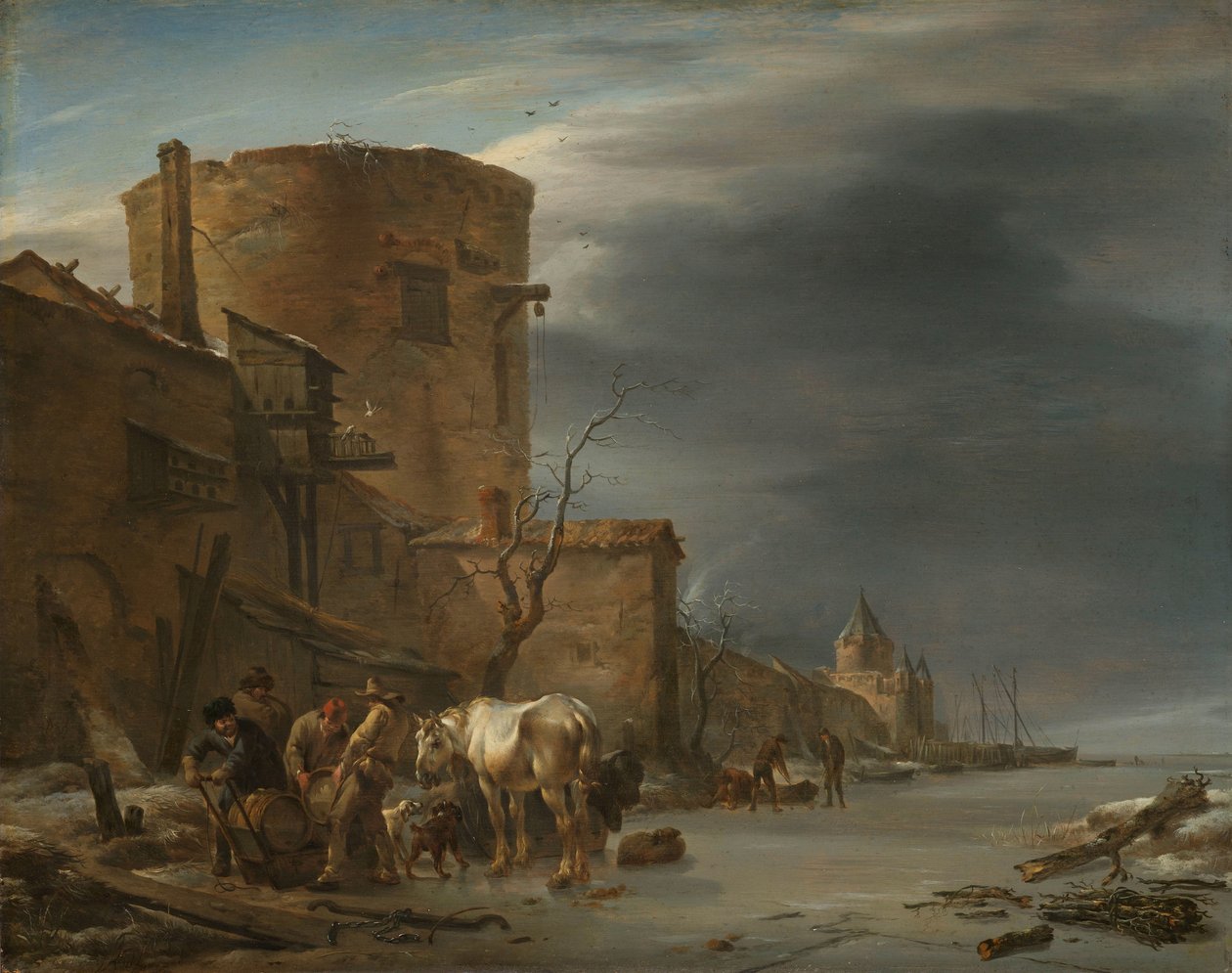 Kışın Haarlem Şehir Duvarı by Nicolaes Pietersz Berchem