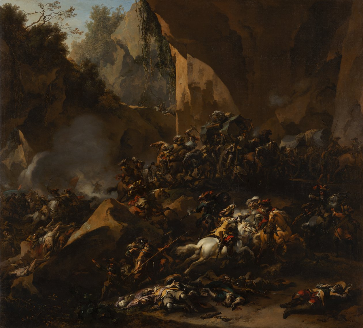 Haydutlar Tarafından Pusuya Düşen Gezginler by Nicolaes Pietersz Berchem