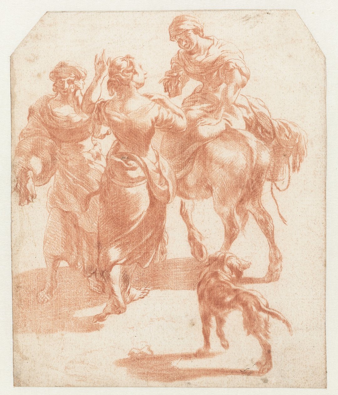 Yürüyen iki kadın ve eşek üzerinde bir kadın by Nicolaes Pietersz Berchem