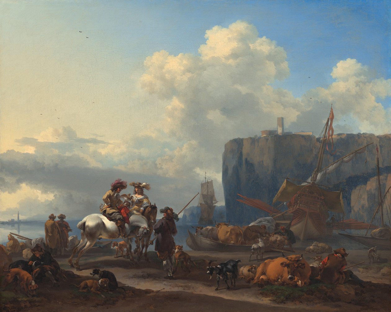 Bir İtalyan Limanının Görünümü by Nicolaes Pietersz Berchem
