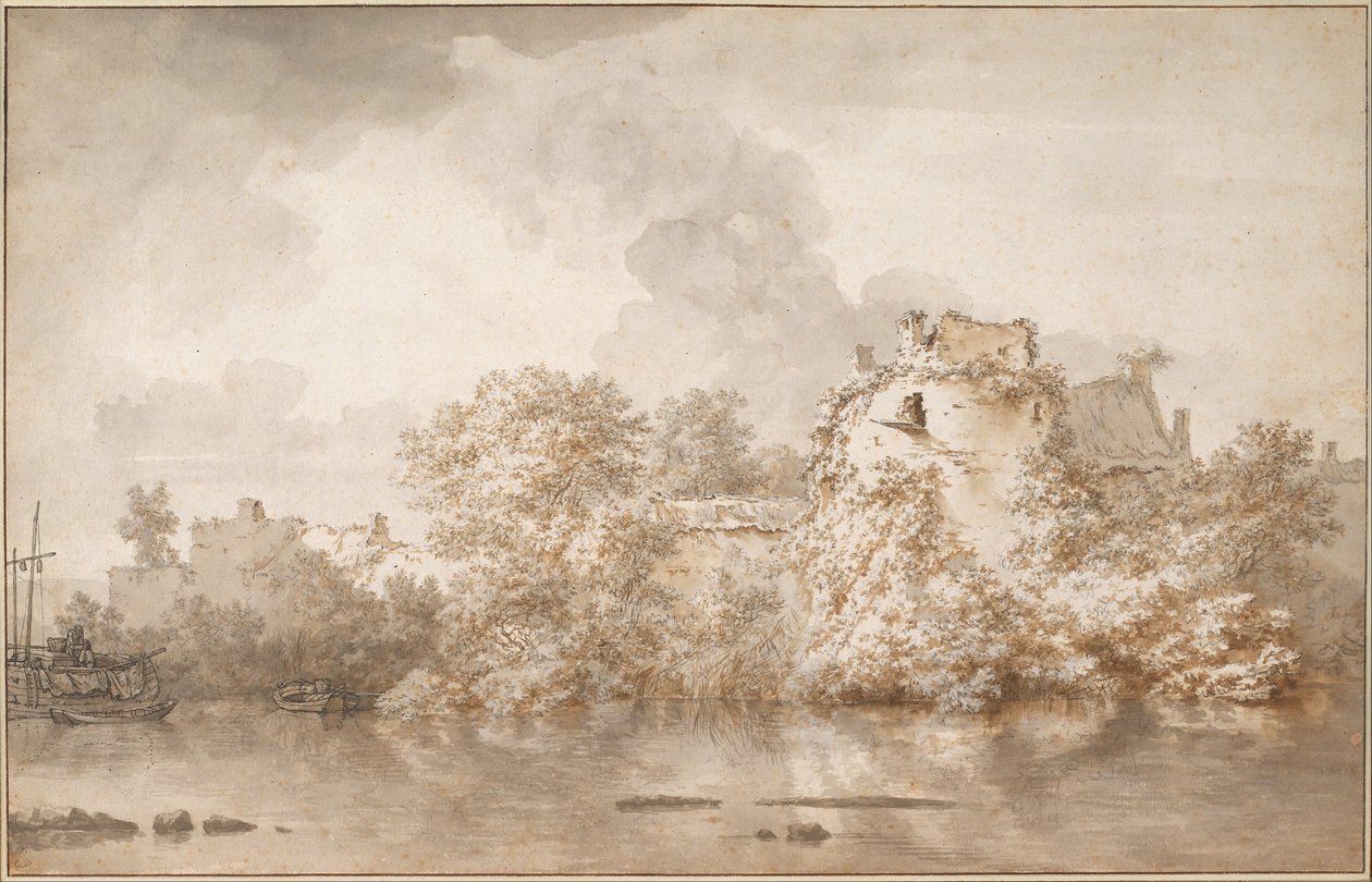Montfoort yakınlarındaki nehir manzarası by Nicolaes Pietersz. Berchem
