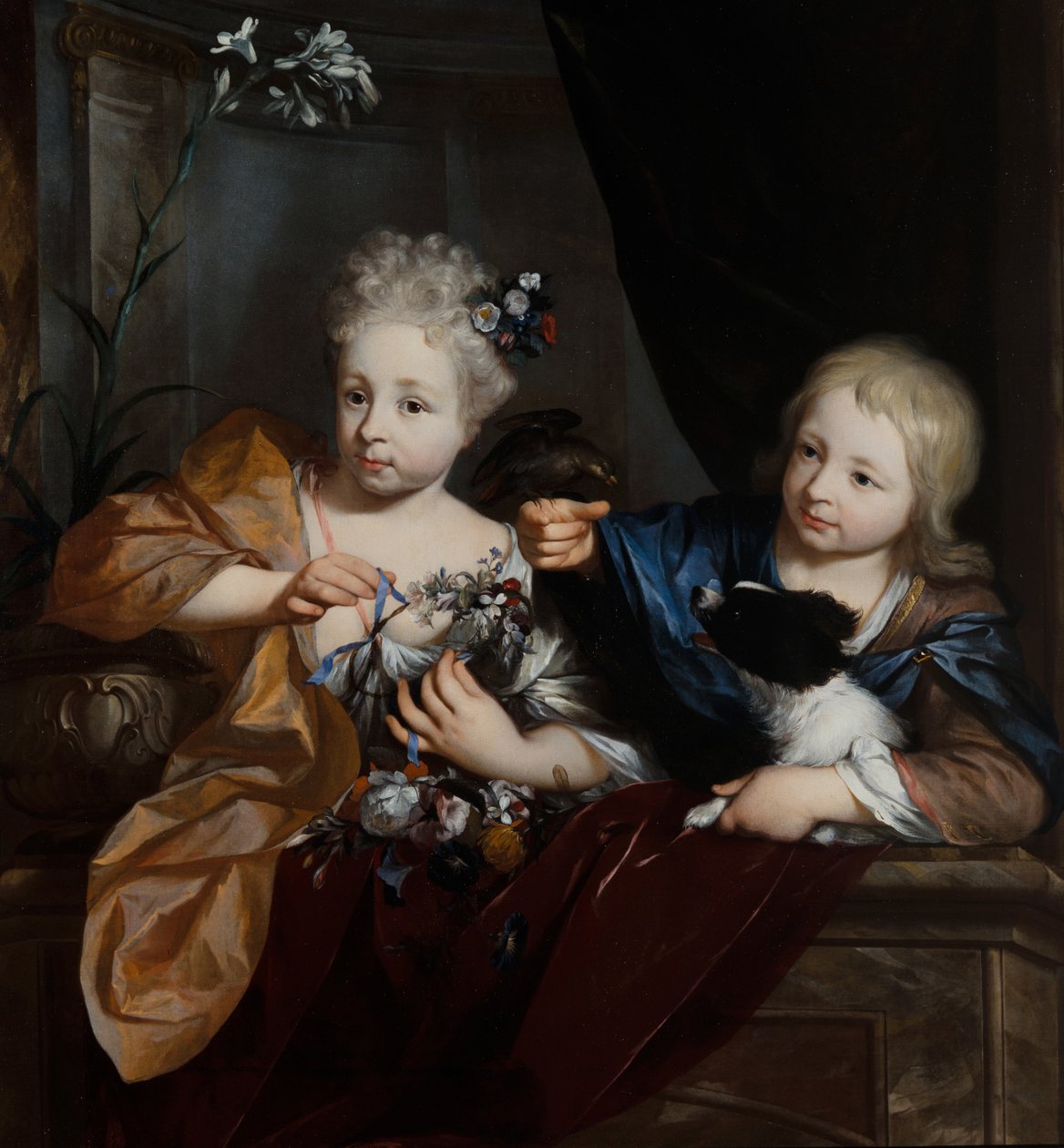 Mimari Ortamda Genç Bir Erkek ve Kız by Nicolaes Verkolje
