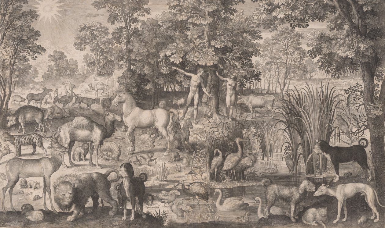 Adem ve Havva Cennette, 1631., 1631. by Nicolaes de Bruyn