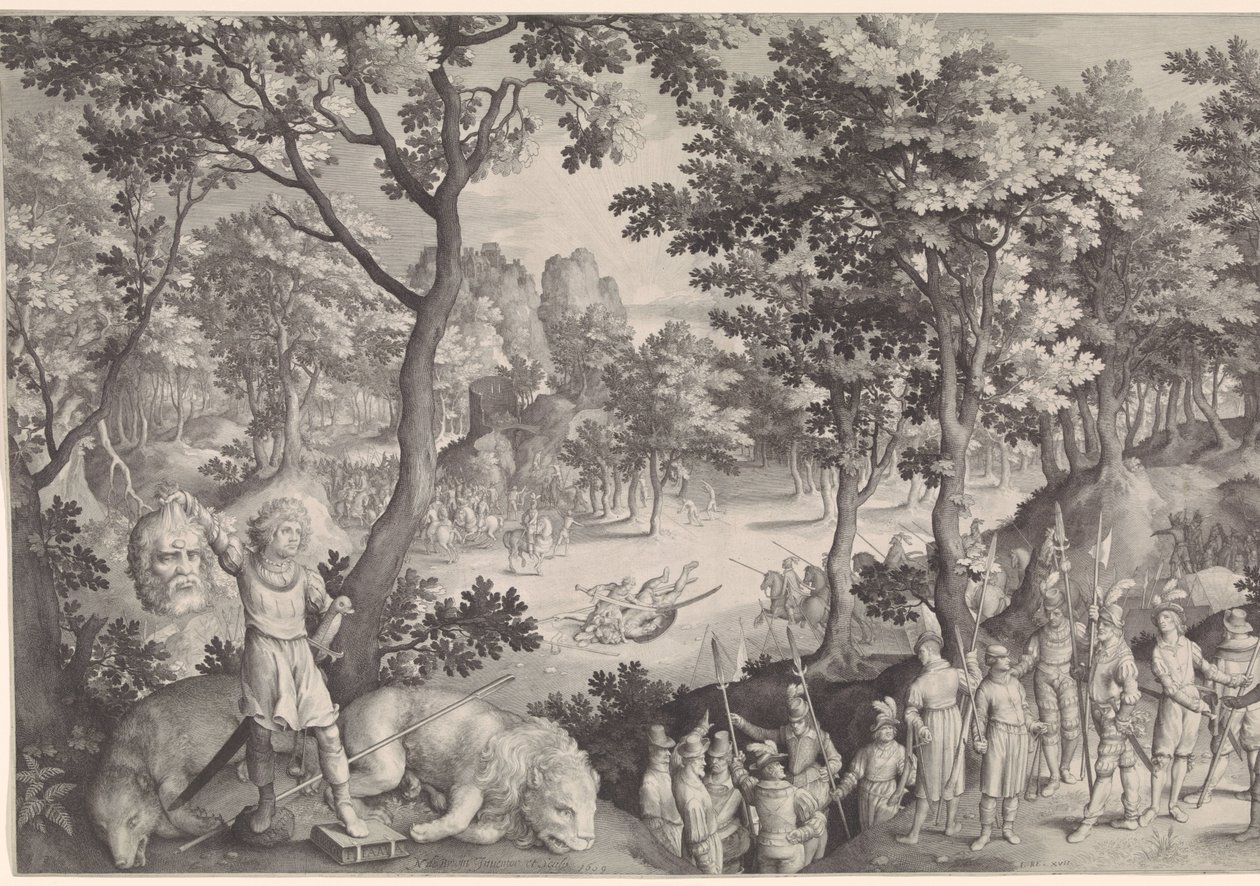 David ve Goliath by Nicolaes de Bruyn