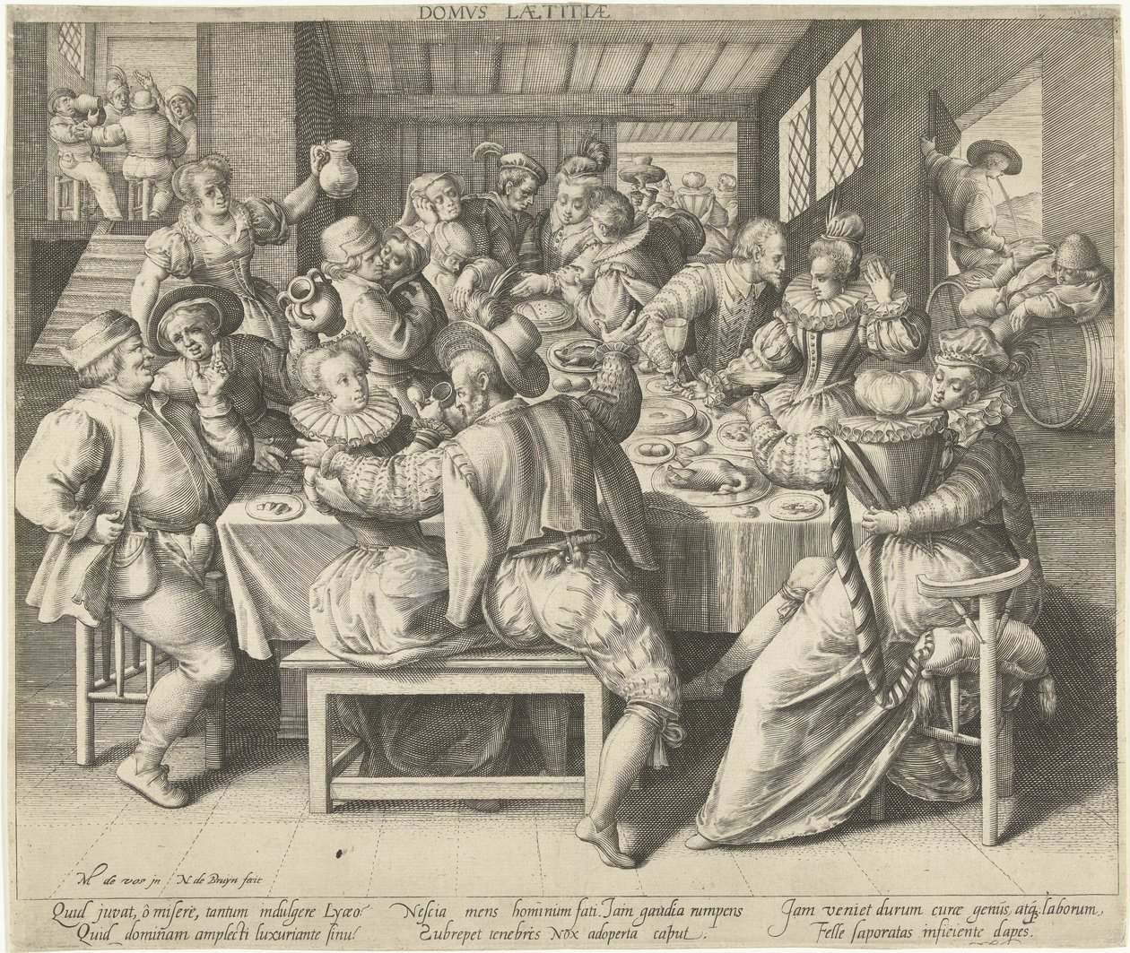 Een huis vol ücretlendirme House of Joy (nesne üzerindeki başlık) by Nicolaes de Bruyn
