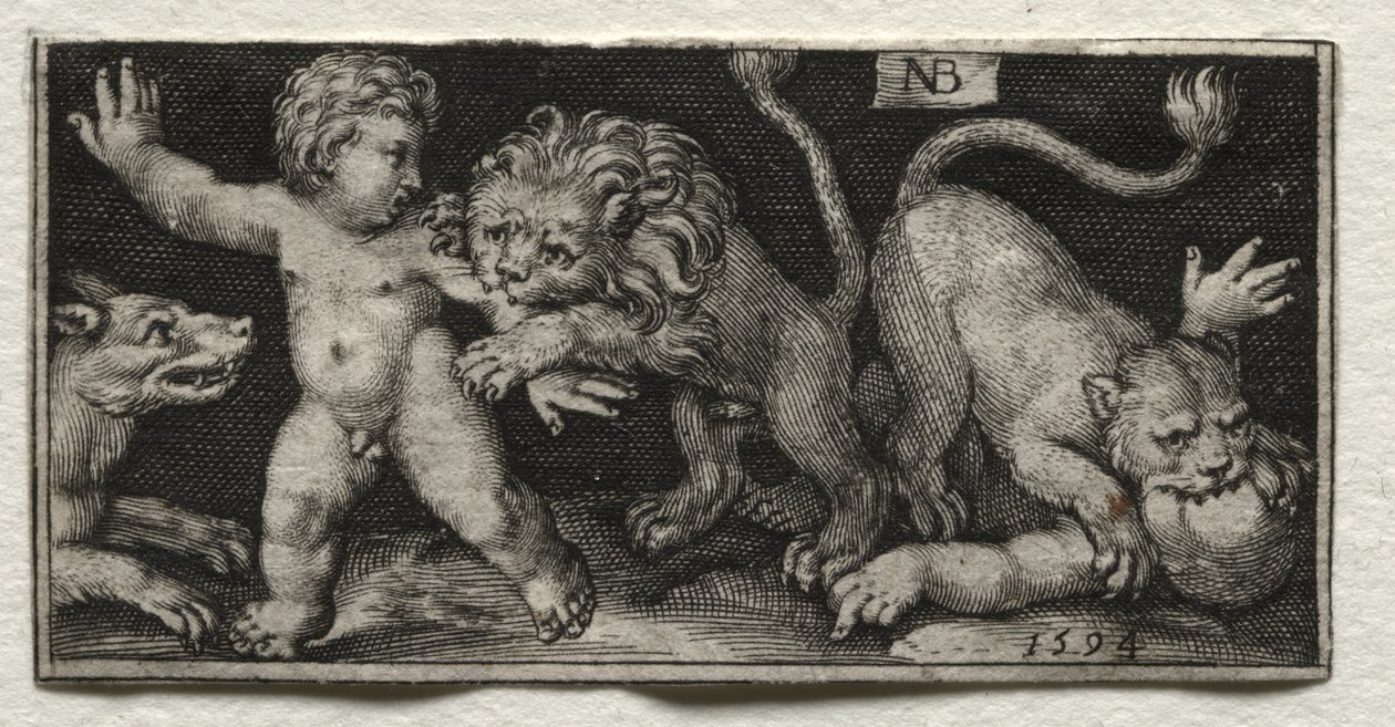 Çocuklara Saldıran Aslanlar by Nicolaes de Bruyn