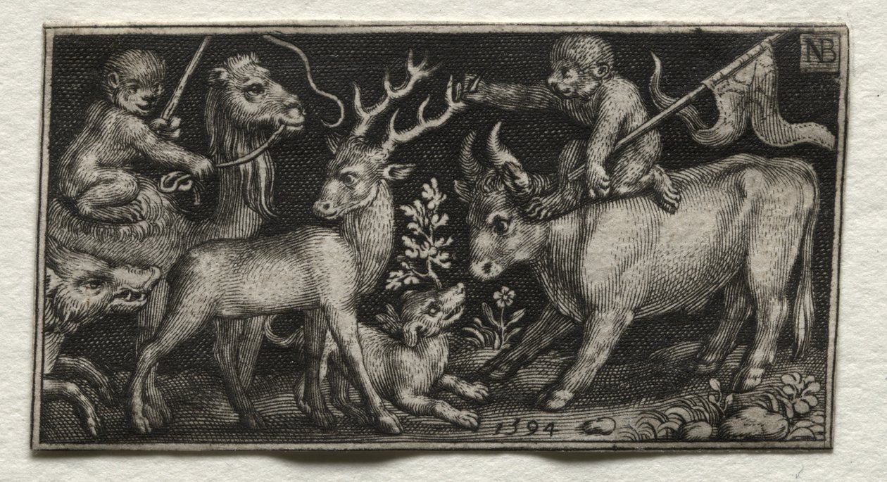Deve ve Boğa Binen Maymunlar by Nicolaes de Bruyn