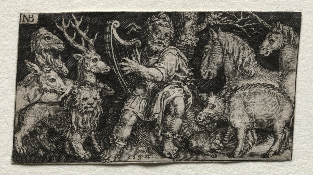 Hayvanları Büyüleyen Orpheus, 1594. by Nicolaes de Bruyn