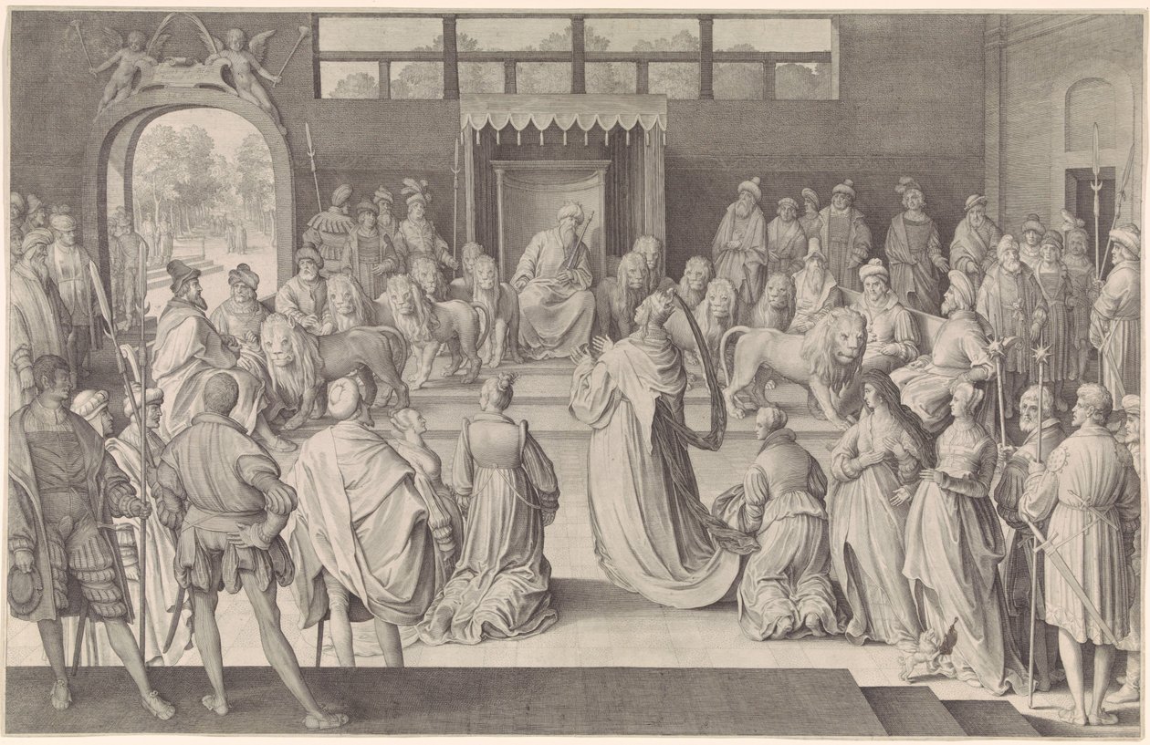 Süleyman Saba Kraliçesini Kabul Eder by Nicolaes de Bruyn
