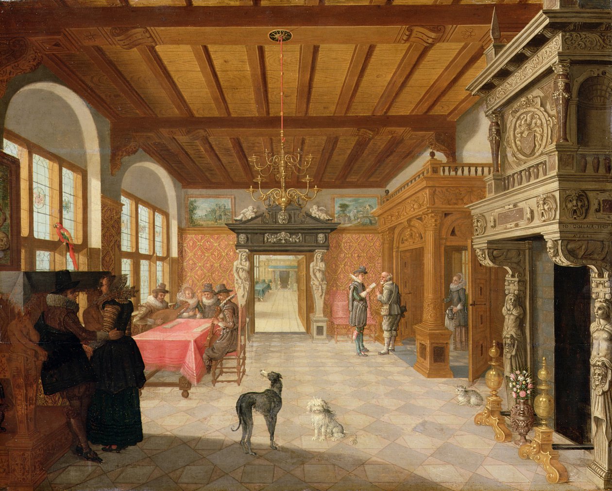 Figürlü Bir Salonun İçi, 1621 by Nicolaes de Gyselaer