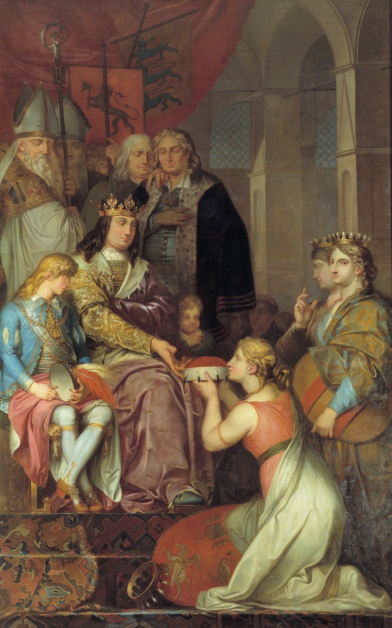 Christian, 1474'te Holstein'ı Dükalık ilan ediyorum. Christiansborg Kalesi için boyanmış by Nicolai Abildgaard