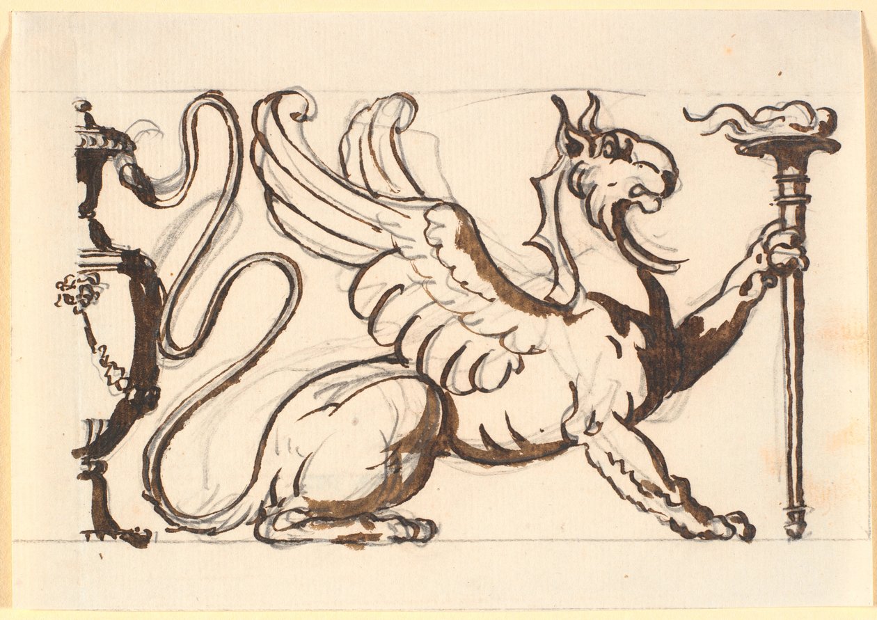 Bir meşale tutan bir griffin by Nicolai Abildgaard