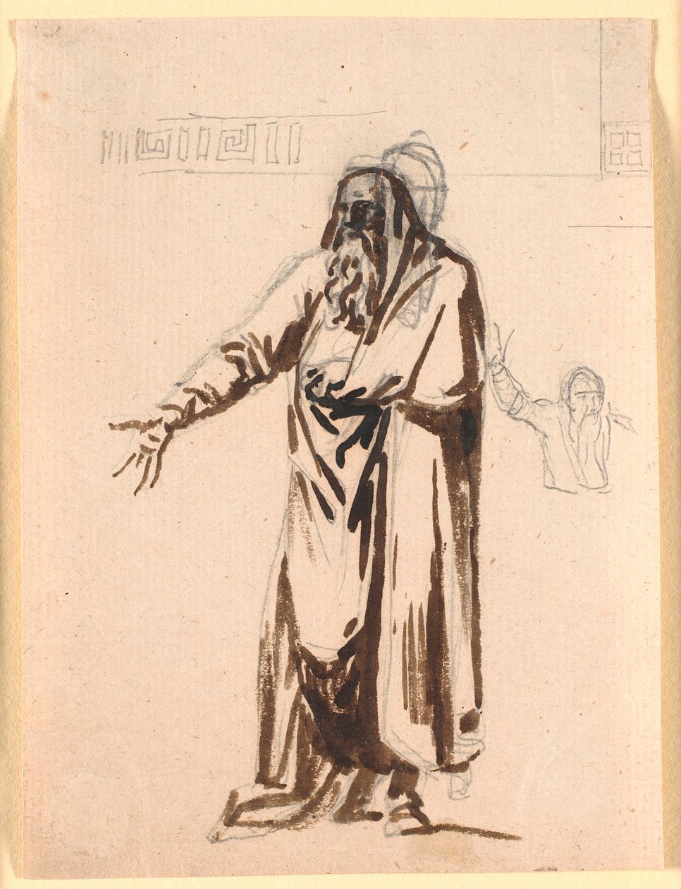 Sağ elini uzatmış duran bir Yunan yaşlı adam by Nicolai Abildgaard