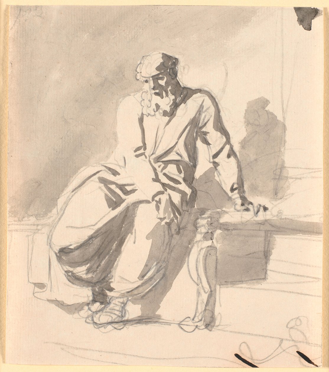 Oturan bir antik erkek figürü, muhtemelen Anacreon by Nicolai Abildgaard