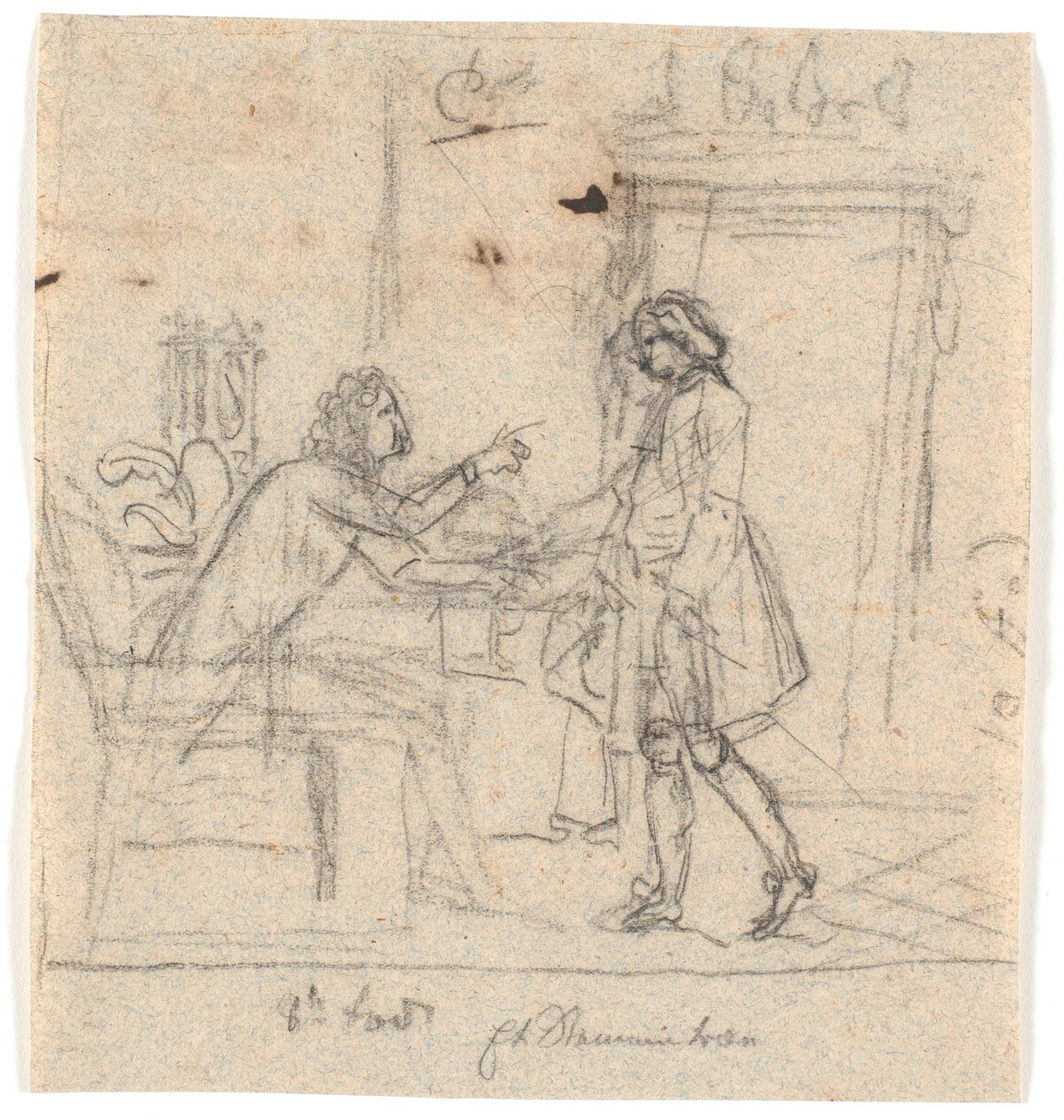 Sohbette oturan ve ayakta duran bir beyefendi by Nicolai Abildgaard