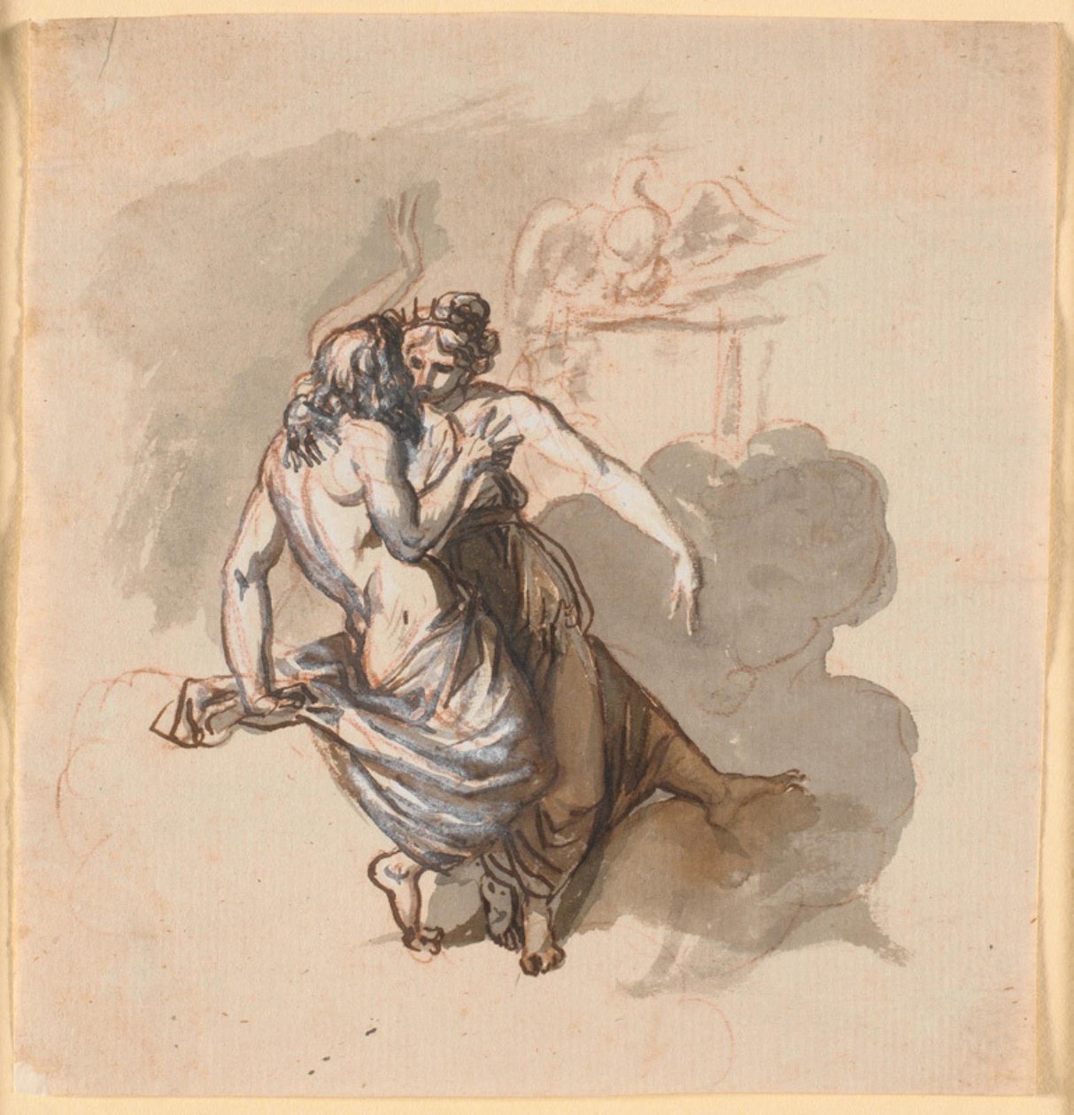 Bulutların arasında oturan sevgi dolu bir çift tanrı by Nicolai Abildgaard