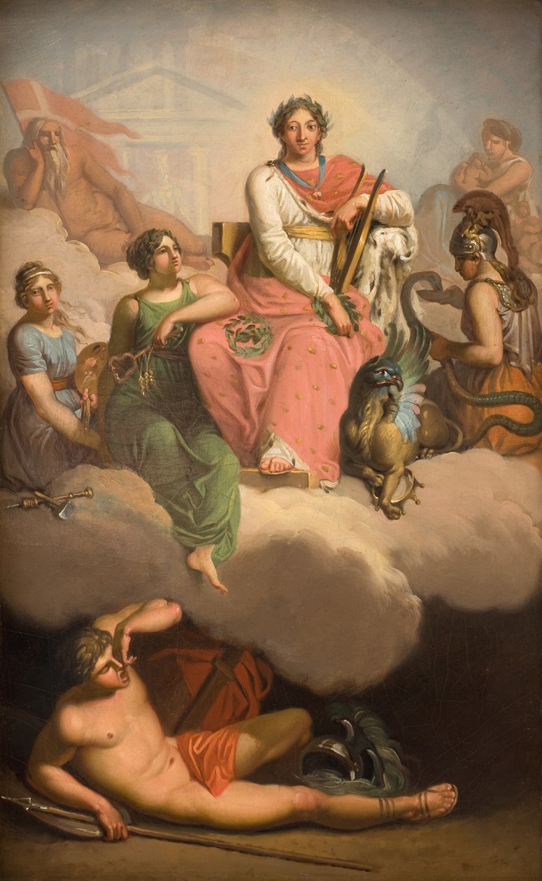 Bilim ve Sanatın Patronu olarak Frederik V by Nicolai Abildgaard