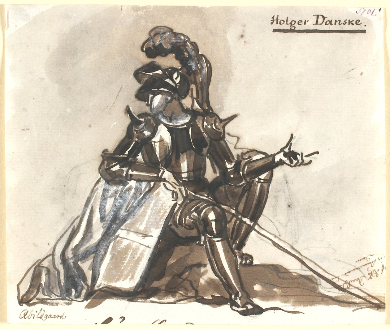 Holger Danske zırh içinde oturuyor by Nicolai Abildgaard