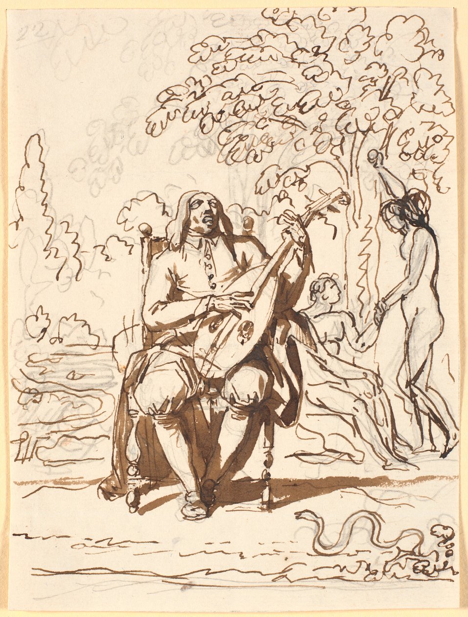 Milton, bir lye ile oturuyor, bir yüz gördü, arka planda sonbahar by Nicolai Abildgaard