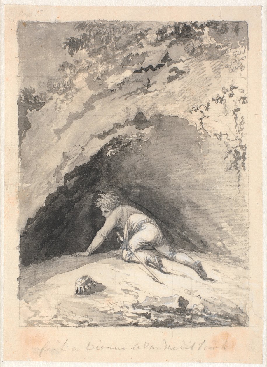 Niels Klim mağaraya giriyor by Nicolai Abildgaard