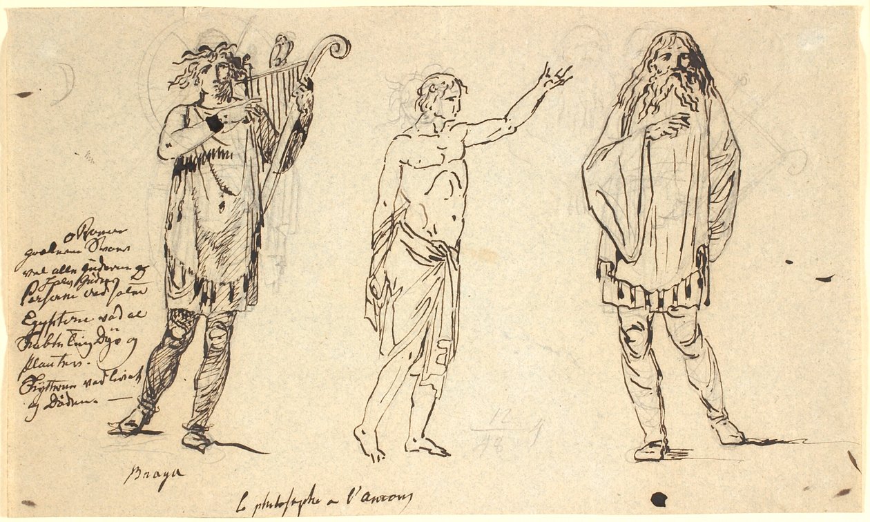 Üç erkek figürü. Televizyon. önceki yapraktaki Braga figürüne benzer by Nicolai Abildgaard