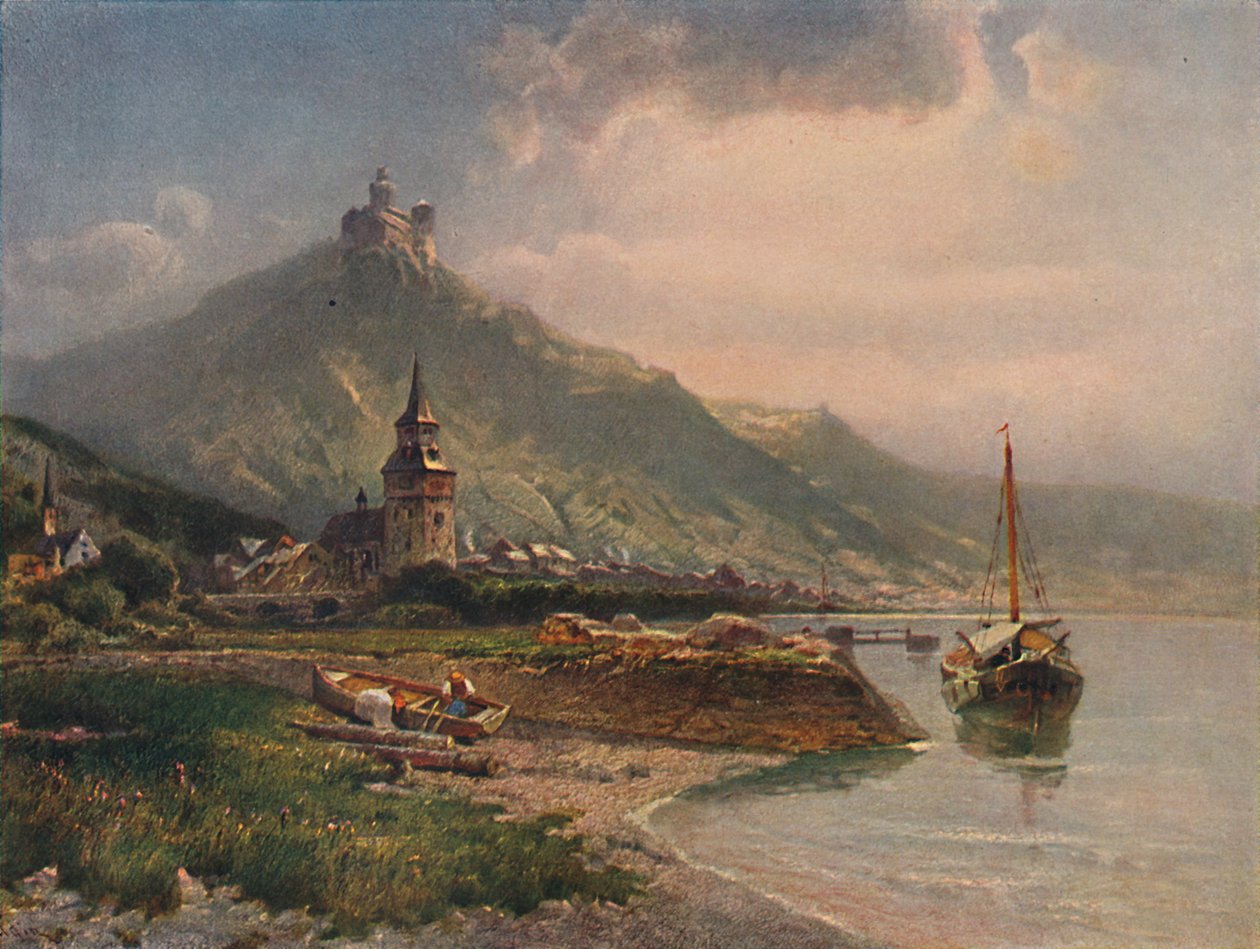 Braubach und die Marksburg, Braubach ve Marksburg Şatosu, 1923. by Nicolai Astudin