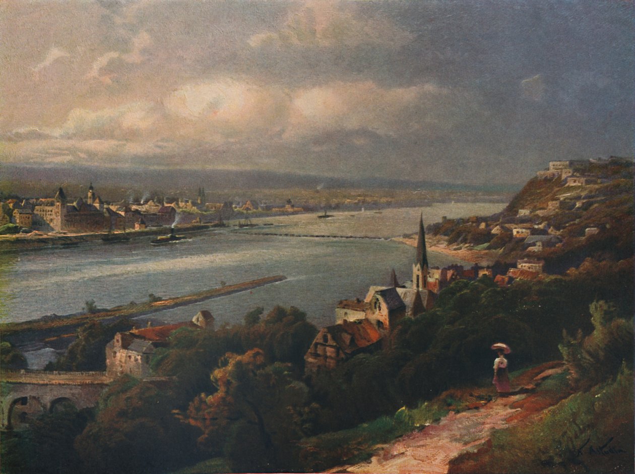 Coblenz ve Ehrenbreitstein, Coblenz ve Ehrenbreitstein Kalesi, 1923. by Nicolai Astudin