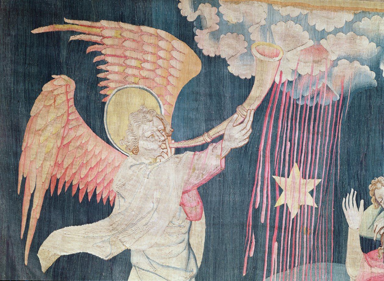 Üçüncü Trompet ve Pelin Yıldızı, No.22 The Apocalypse of Angers, 1373-87, 161725 goblen detayı by Nicolas Bataille