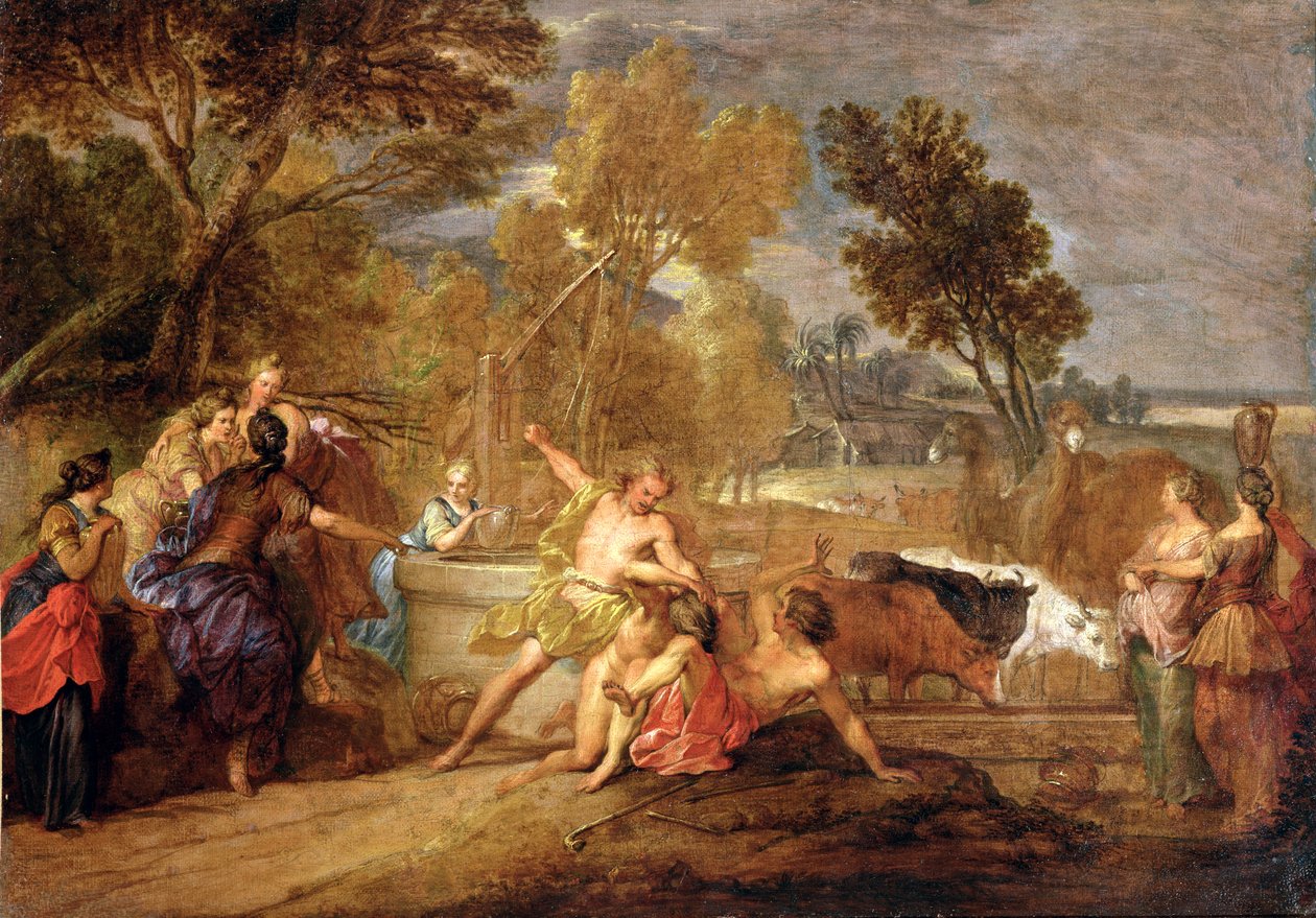 Moses and the Daughters of Jethro  by Nicolas Bertin