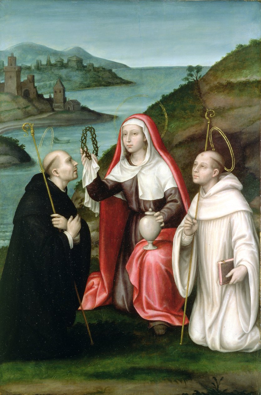 St. Dominic ve St. Bernard ile St. Mary Magdalene, c.1580 (panel) by Nicolas Borras