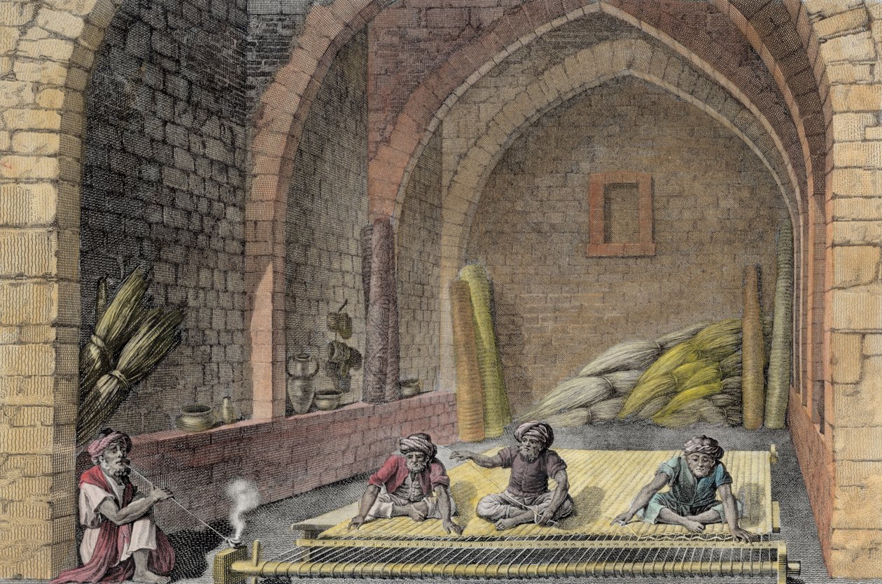 Kilim Dokuma, Cilt II Sanat ve Esnaftan 'Mısır'ın Tanımı', pub. Napolyon'un emriyle, 1822 (daha sonra renklendirme) by Nicolas Jacques Conte