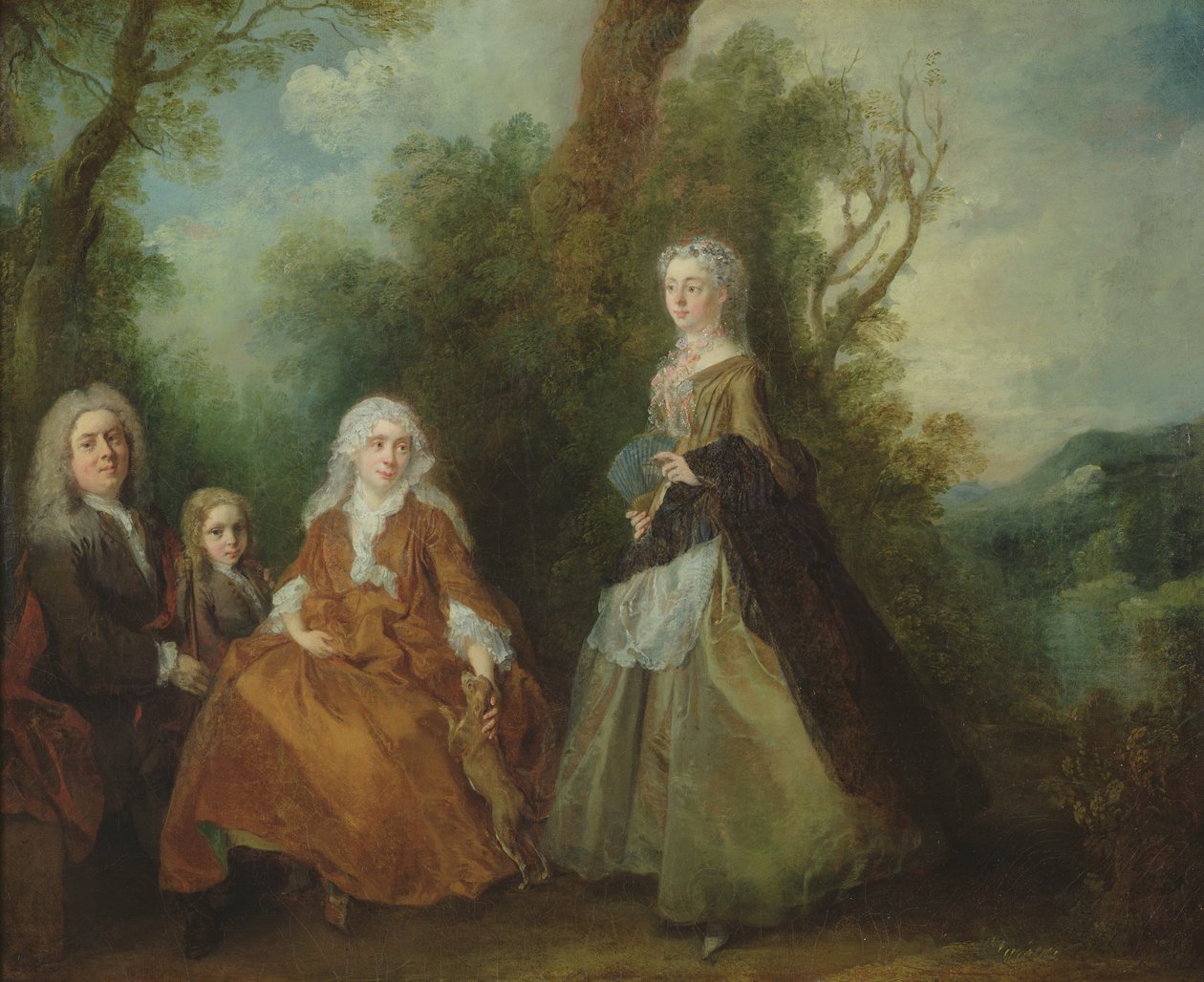 bir parkta aile by Nicolas Lancret