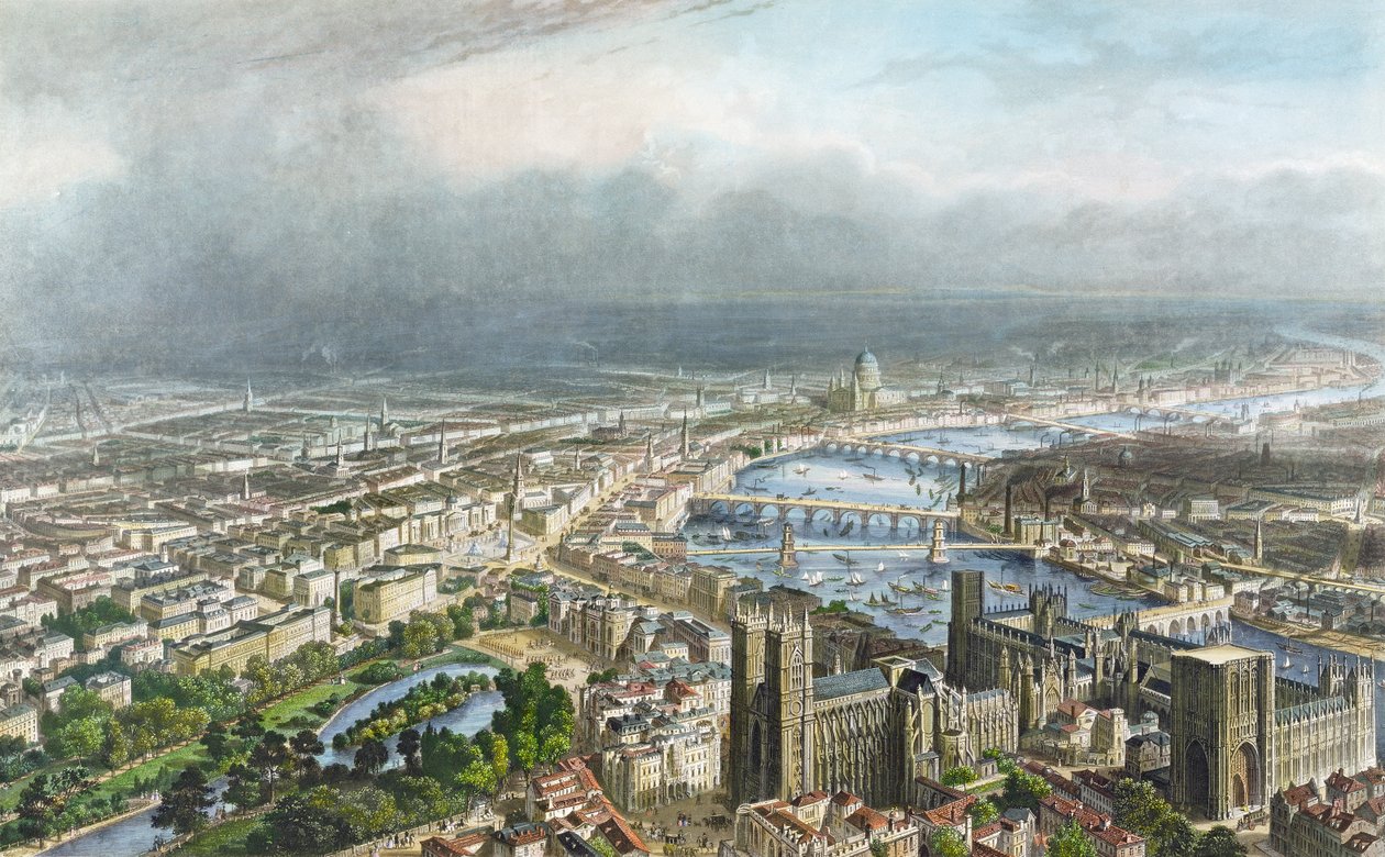 Londra'nın General Aspect of London, Westminster Abbey'den, c.1850, A. Appert tarafından oyulmuş, pub. Alfred Chardon tarafından (ayrıca bkz. 70174) by Nicolas Marie Joseph Chapuy